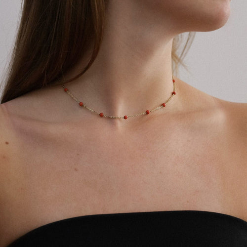 Collier Collier en or jaune avec coraux sanguins 58 Facettes 2409018