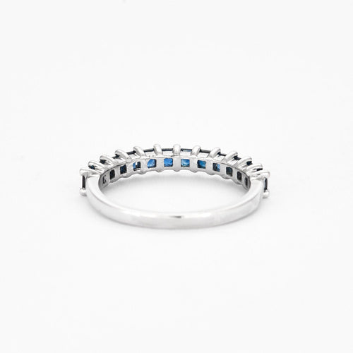 Bague 54 Demi Alliance Saphirs Or Blanc 58 Facettes