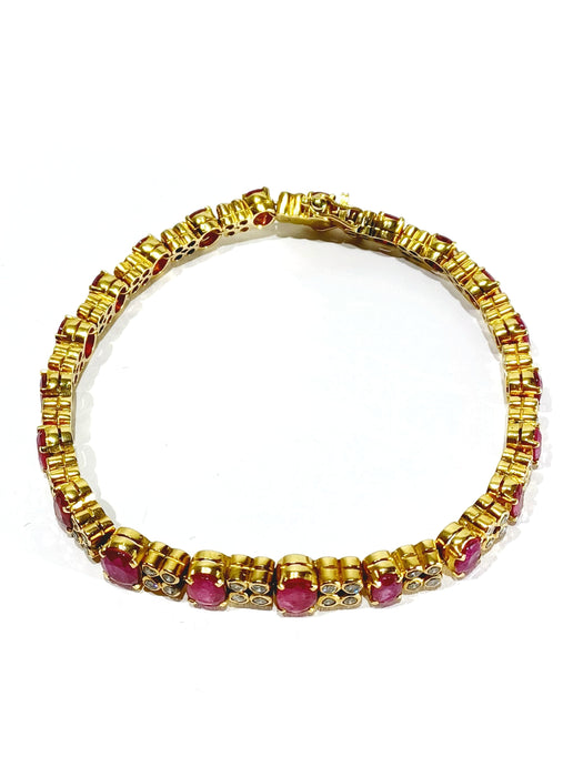 Bracelet Bracelet or jaune diamants rubis 58 Facettes