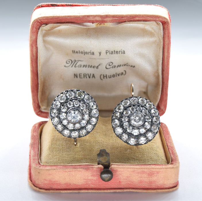 Boucles d'oreilles Boucles d'oreilles en or jaune, argent et diamants de l'époque victorienne 58 Facettes