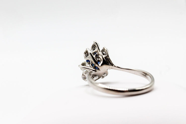 Bague 62 Bague or blanc, saphir et diamants 58 Facettes 240462