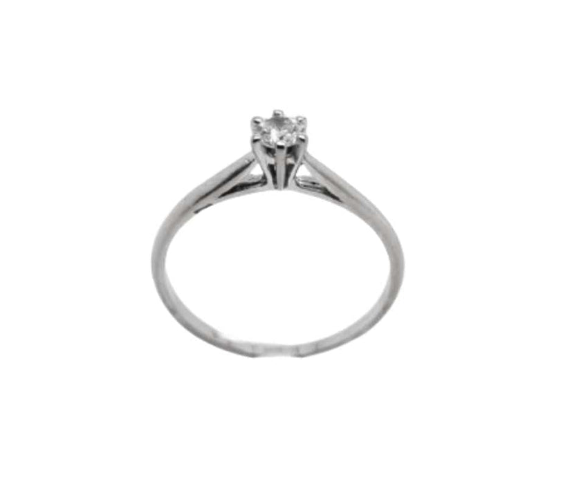 Bague 52 Solitaire en or blanc avec diamant de 0,10 carat 58 Facettes