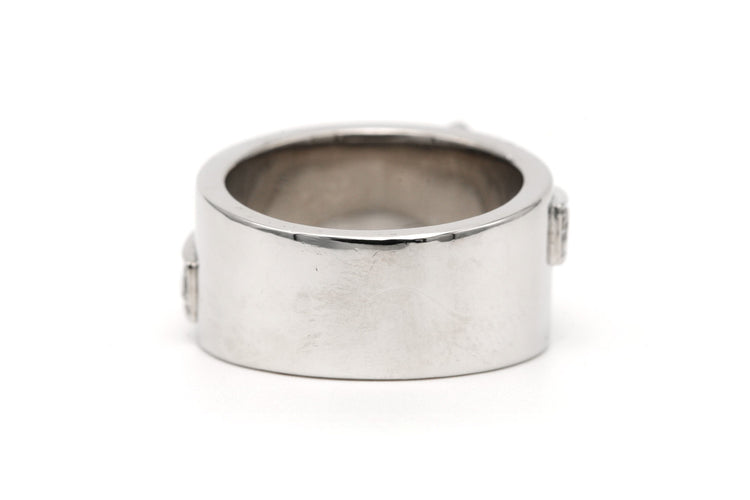 Bague 57 Bague contemporaine sertie d’une émeraude en or blanc 18k et diamants 58 Facettes 23248