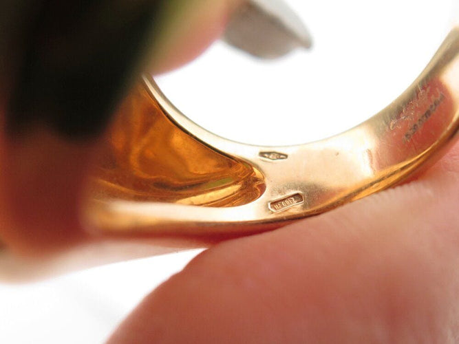 Bague 55 bague POMELLATO victoria engraved t55 en or jaune 18k agate & diamant 58 Facettes 268834