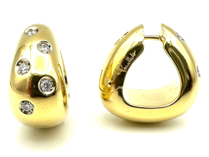 Boucles d'oreilles POMELLATO. Boucles d'oreilles vintages or jaune et diamants 58 Facettes