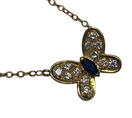 Collier VAN CLEEF & ARPELS - Collier papillon envolées précieuses or diamants saphir 58 Facettes