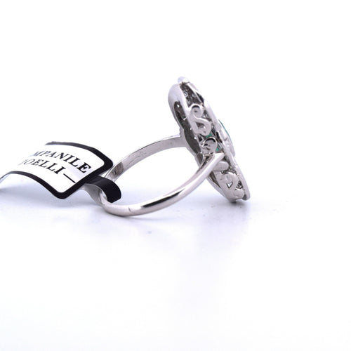 Bague 56 Bague Art Déco en or et émeraude 58 Facettes