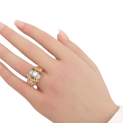 Bague 57 Bague Tank vintage or platine & diamants 58 Facettes