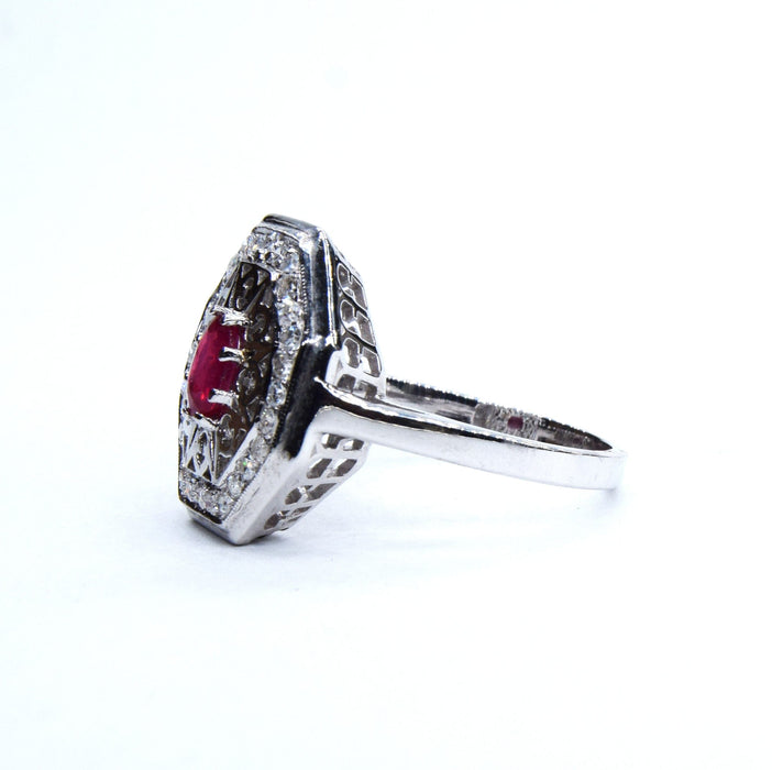 Bague Art Déco rubis diamant