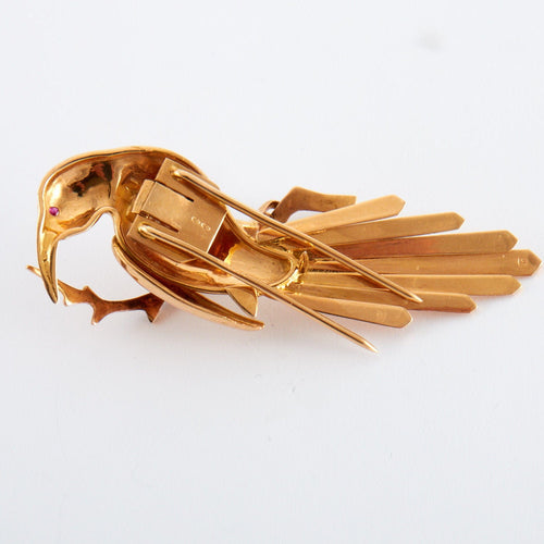 Broche Broche Oiseau Exotique Rubis diamants 58 Facettes