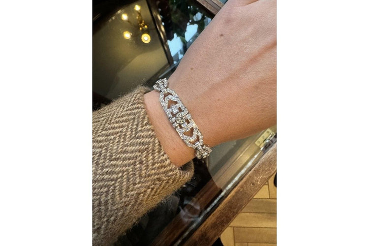 Bracelet Bracelet Art Déco unique en platine avec diamants 58 Facettes 10501