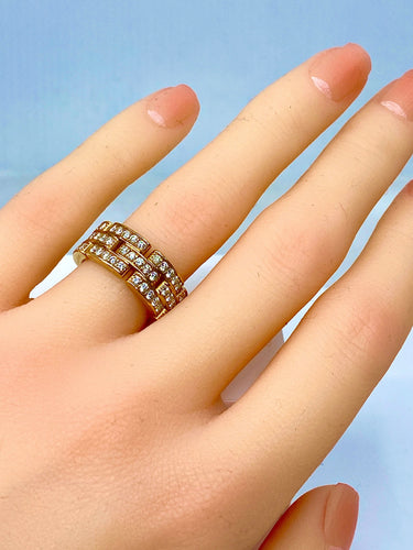 Bague 49 Bague CARTIER maillons panthère or jaune et diamants 58 Facettes AB78