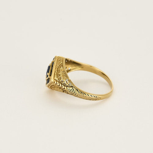 Bague 59 Bague en or jaune, saphirs et diamants 58 Facettes LAV1835