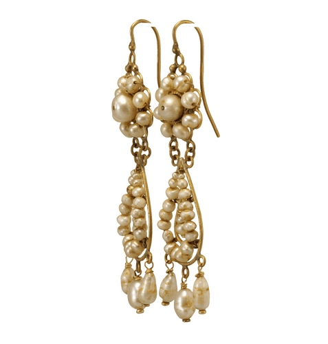 Boucles d'oreilles Boucles d'oreilles en or jaune et perles anciennes 58 Facettes 7702
