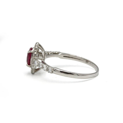 Bague 52 Bague marguerite platine diamants et rubis 58 Facettes 1305