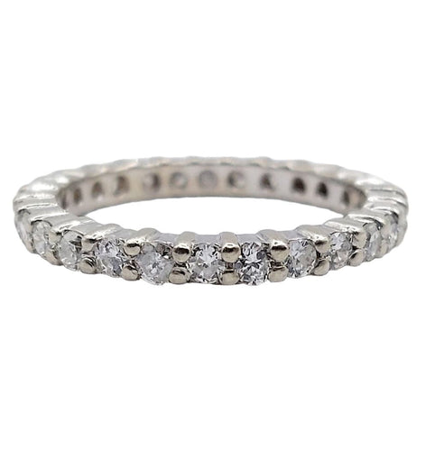 Bague 49.5 Alliance américaine or blanc et diamants 58 Facettes A05317