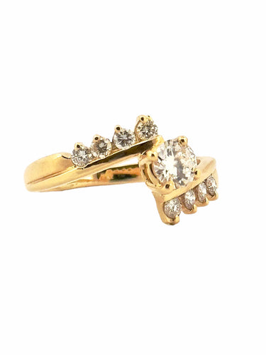 Bague 54 Bague croisée en or jaune 18 carats et diamants 58 Facettes