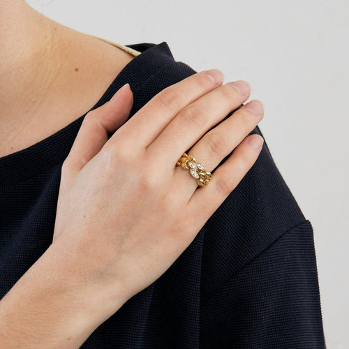 Bague 52 Bague en or 18k maille gourmette diamants 58 Facettes M8695