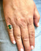 Bague 48 Bague or blanc émeraudes poires et diamants baguette 58 Facettes