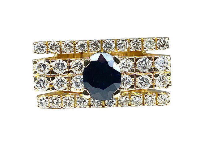 Bague 56 Bague style Tank diamants et saphir 58 Facettes AB289