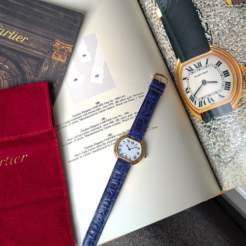 Montre Cartier Ellipse Paris Dial 78091 Large Model GM LM circa 1973 18k Yellow Gold 58 Facettes