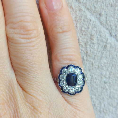 Bague ART Déco saphir “Cérulea”