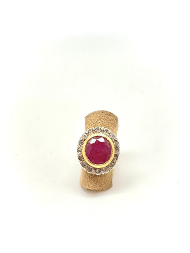 Bague 51 Bague ancienne rubis diamants 58 Facettes M9044