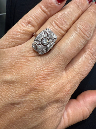 Bague 57 Art déco - Bague Platine et Diamants 58 Facettes 1.0000705/1