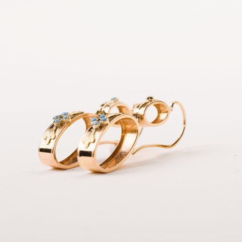 Boucles d'oreilles Boucles d'oreilles anciennes pendantes motif floral en or rose et jaune 58 Facettes LMB-249