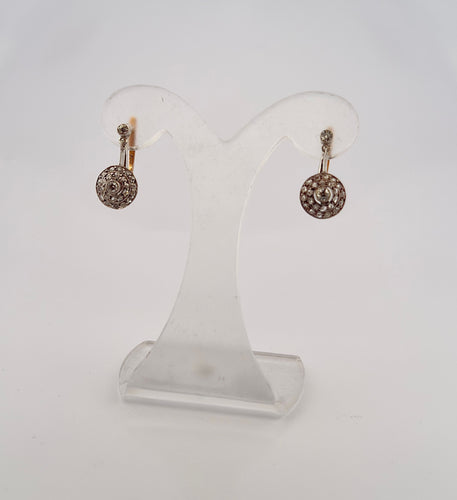 Boucles d'oreilles Boucles d’oreilles anciennes en diamants, or et argent 58 Facettes