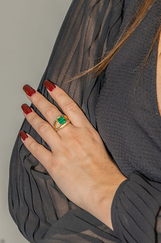 Bague 54.5 Bague Or jaune Emeraude, Diamant 58 Facettes 3440736CN