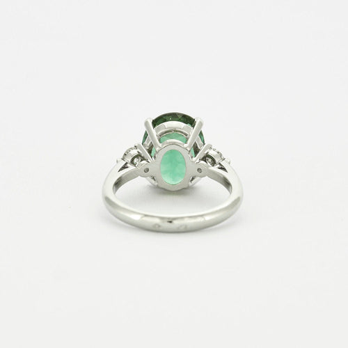 Bague 48.5 Bague Platine Tourmaline bleue-verte 4,15 carats 58 Facettes
