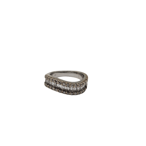 Bague 50 Bague demi-alliance en or blanc et diamants 58 Facettes