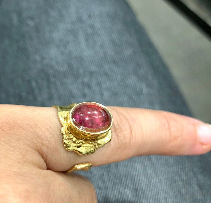 Bague Bague tourmaline rose or jaune 58 Facettes