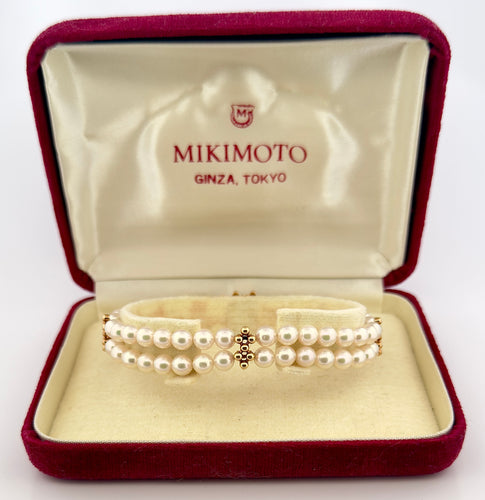 Bracelet Bracelet femme Mikimoto perles du japon et or 14 carats 58 Facettes