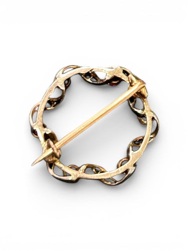 Broche Broche circulaire en or jaune et blanc avec saphirs et diamants 58 Facettes