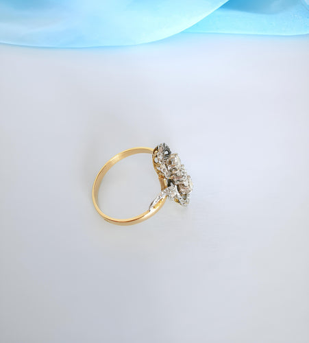 Bague ancienne (1910–1920) diamants en Or 18K et platine