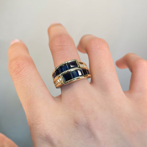 Bague Bague - Or, Diamants & Saphirs 58 Facettes 240204R