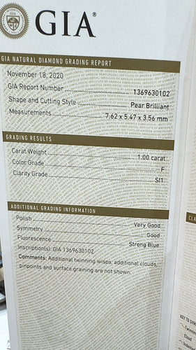 Bague Bague Solitaire or blanc diamant poire 1ct 58 Facettes