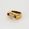 Bague Tank or jaune, diamants et rubis