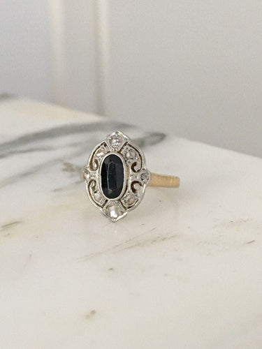 Bague 46 Bague Belle Époque en or jaune 18K et platine 58 Facettes