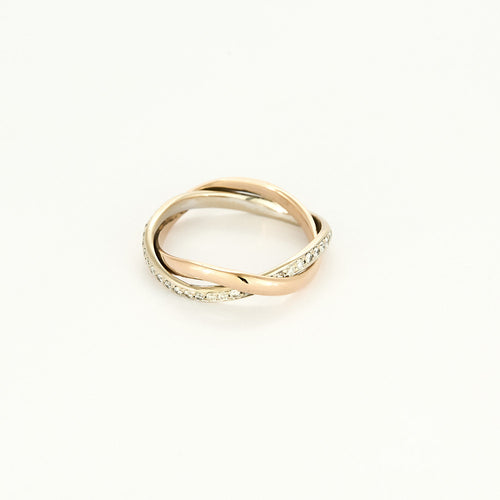 Bague Poiray "Tresse" en or rose & or blanc diamants