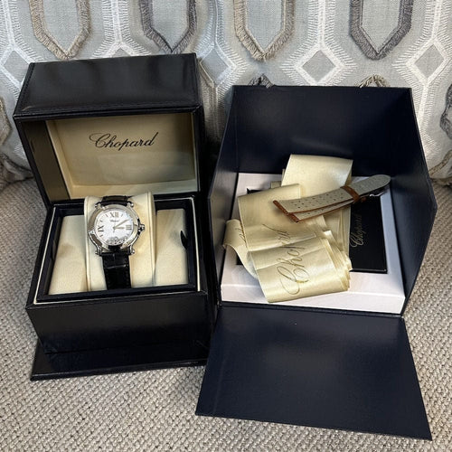 Montre Montre Chopard Happy Sport - Acier - 36 mm - 7 diamants - 2015 - Full Set 58 Facettes FB10096