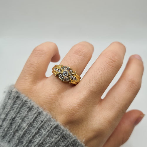 Bague 54 Bague or jaune 18 carats sertie de diamants 58 Facettes