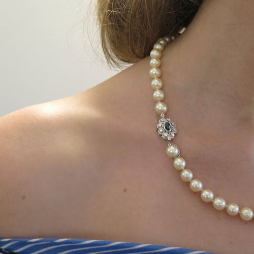 Collier Collier or blanc en perle de culture 58 Facettes