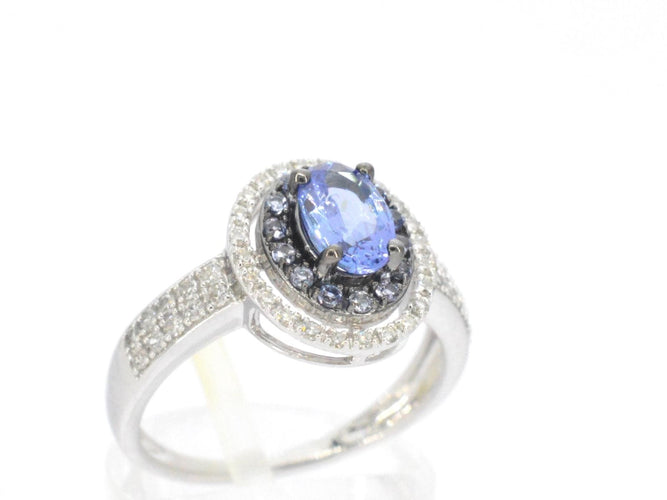 Bague 54 Bague en or blanc avec diamants et tanzanite 58 Facettes 2325