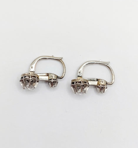 Boucles d'oreilles Dormeuses anciennes en or blanc 18k et platine serties de diamants 58 Facettes A06530