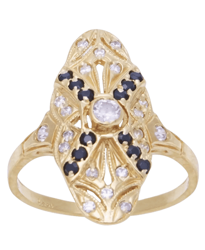 Bague 57 Bague marquise Classy Or jaune 18K Diamant Saphir bleu 58 Facettes BO210629/CLASSY