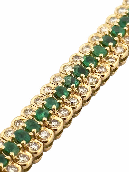 Bracelet Bracelet or jaune, émeraudes et diamants 58 Facettes