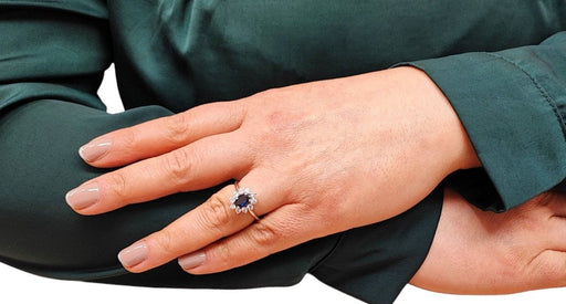 Ring 55 White Gold Sapphire Diamond Daisy Ring 58 Facettes Bag.Marg.FA.30-S